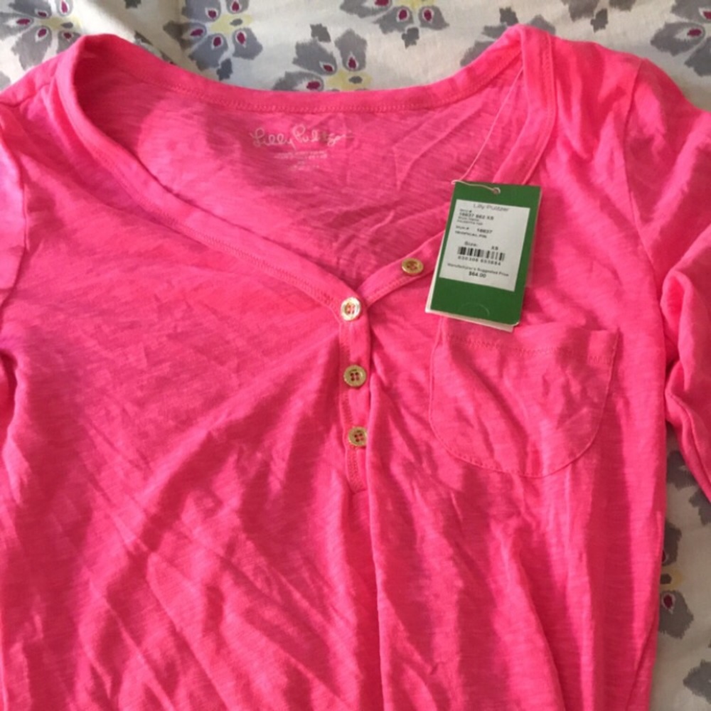Xs Lilly Pulitzer neon pink palmetto top